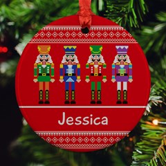 Personalized Christmas Tree Black Ornament (Round) View2