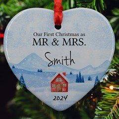 Vintage Monogram Flower Ornament (Heart) View2