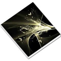 Awesome Glowing Lines With Beautiful Butterflies On Black Background Small Memo Pads