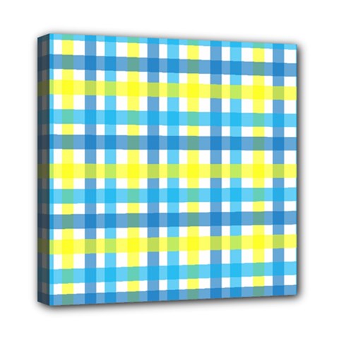 Gingham Plaid Yellow Aqua Blue Mini Canvas 8  X 8 