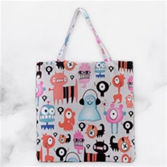 Funky Monsters Pattern Grocery Tote Bag