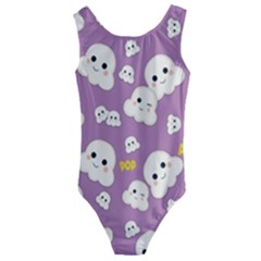 Cute Kawaii Popcorn Pattern Kids  Cut-out Back One Piece Swimsuit