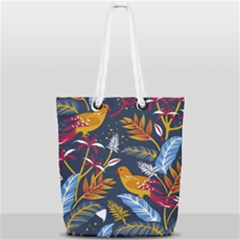 Colorful Birds In Nature Full Print Rope Handle Tote (small)