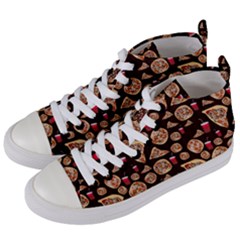Pizza Pattern Women s Mid-top Canvas Sneakers