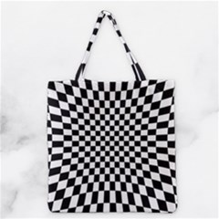 Illusion Checkerboard Black And White Pattern Grocery Tote Bag