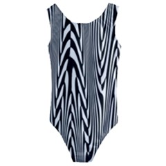 Abstrait Lignes Blanc/noir Kids  Cut-out Back One Piece Swimsuit