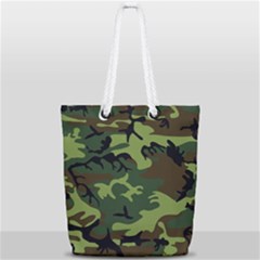 Forest Camo Pattern, Army Themed Design, Soldier Full Print Rope Handle Tote (small)