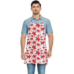 Red Flowers Kitchen Apron