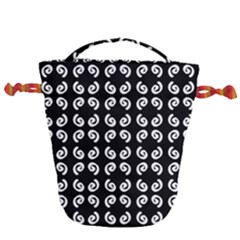 Abstrait Spirale Blanc/noir Drawstring Bucket Bag