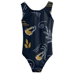 Leaves Coffee Digital Paper Cup Kids  Cut-out Back One Piece Swimsuit