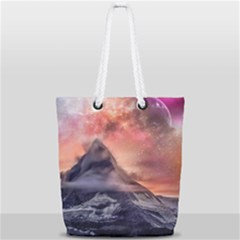 Mountain Cosmos Universe Nature Full Print Rope Handle Tote (small)