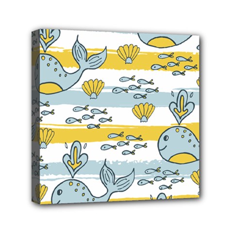 Cartoon Whale Seamless Background Mini Canvas 6  X 6  (stretched)