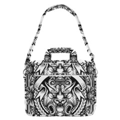Tiger Illustration Vintage Border Frame Engraving With Retro Ornament Pattern Antique Rococo Style D Macbook Pro 16  Shoulder Laptop Bag