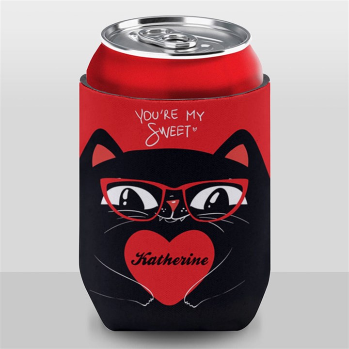 Personalized Valentine Cat Can Cooler Can Cooler