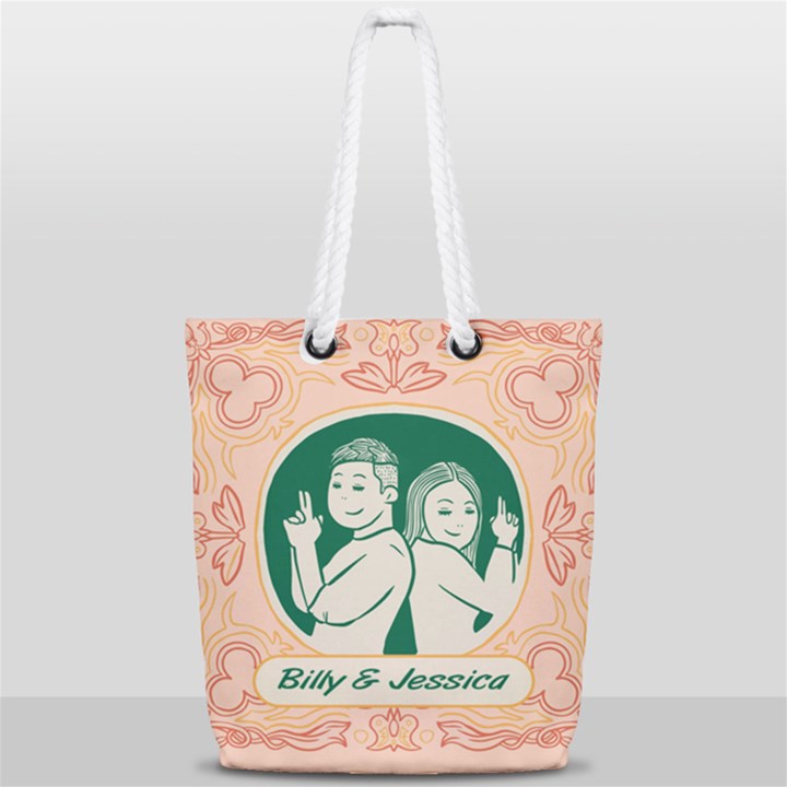 Personalized Name Couple Full Print Rope Handle Tote (Small)