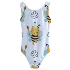 Art Bee Pattern Design Wallpaper Background Kids  Cut-out Back One Piece Swimsuit