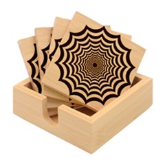 Spider Web Hypnotic Bamboo Coaster Set