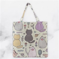 Funny Cartoon Cats Seamless Pattern Grocery Tote Bag