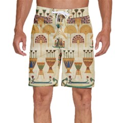 Egyptian Paper Papyrus Hieroglyphs Men s Beach Shorts