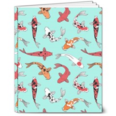 Pattern-with-koi-fishes 8  X 10  Hardcover Notebook