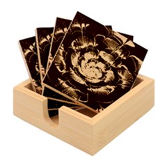 Flower Fractal Art Cool Petal Abstract Bamboo Coaster Set