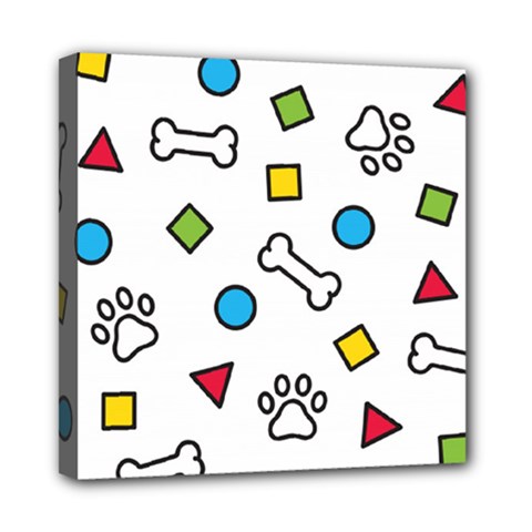 Dog Paw Seamless Pattern Foot Print Bone Mini Canvas 8  X 8  (stretched)