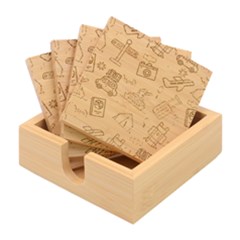 Transportation Seamless Pattern Bamboo Coaster Set