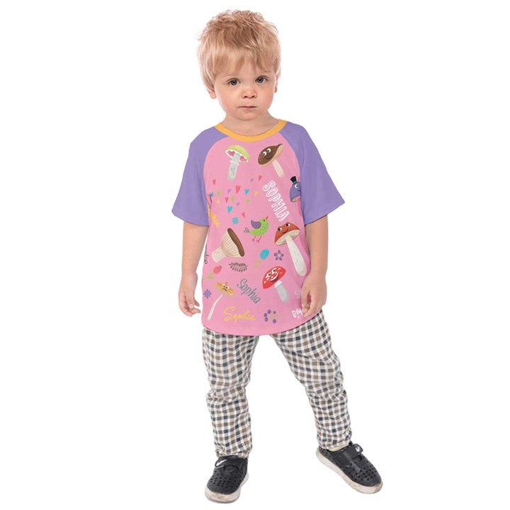Personalized Mushroom Name Kids  Raglan T-Shirt