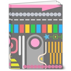 Pattern Geometric Abstract Colorful Arrow Line Circle Triangle 8  X 10  Hardcover Notebook