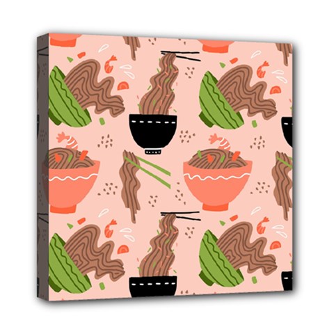 Japanese Street Food Soba Noodle In Bowl Pattern Mini Canvas 8  X 8  (stretched)