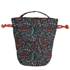 Seamless-vector-pattern-with-watermelons-mint -- Drawstring Bucket Bag