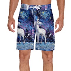 Unicorn Starry Night Print Van Gogh Men s Beach Shorts