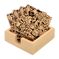 Comical Words Animals Comic Omics Crazy Graffiti Bamboo Coaster Set