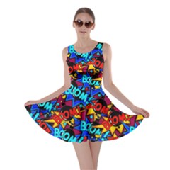 Pop Art Cool Boom Dark Magenta Double Sided Skater Dress