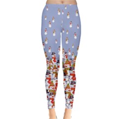 Snowman Snowing Red Snowing Leggings 