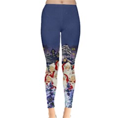 Santa Coming To Town Red Snowing Leggings 