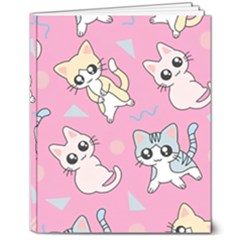 Cute Animal Little Cat Seamless Pattern 8  X 10  Hardcover Notebook