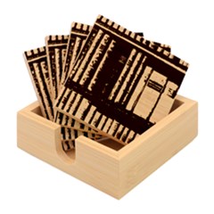 Aged Bookcase Books Bookshelves Bamboo Coaster Set