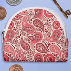 Paisley Red Ornament Texture Horseshoe Style Canvas Pouch