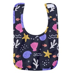 Sea Shells Pattern Wallpaper Fish Baby Bib