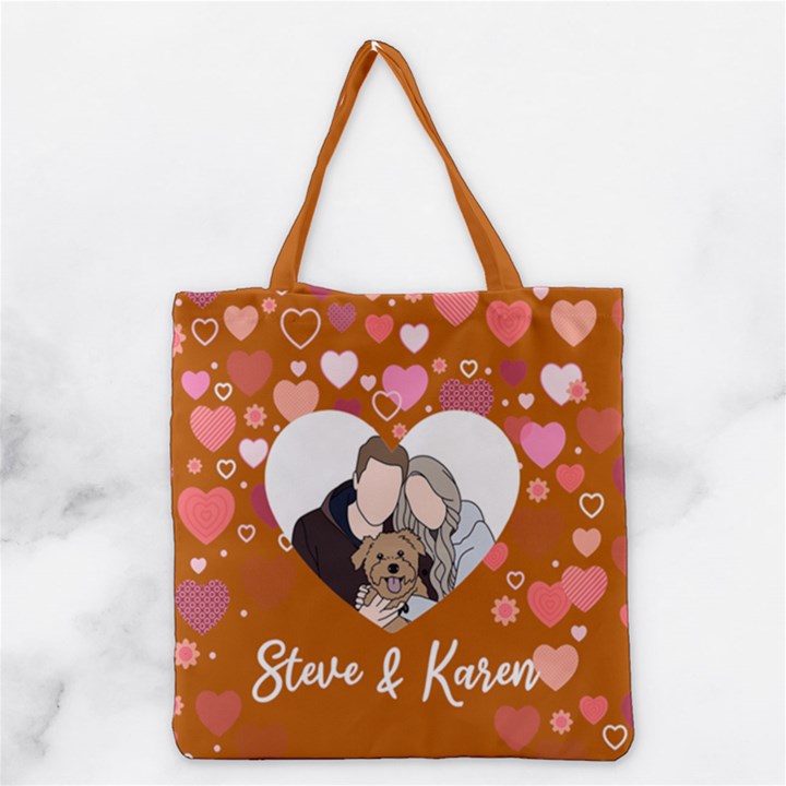 Personalized Photo Illustration Lover Name Tote Bag Grocery Tote Bag