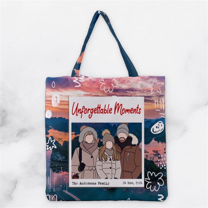 Personalized Trip Photo Illustration Name Tote Bag Grocery Tote Bag