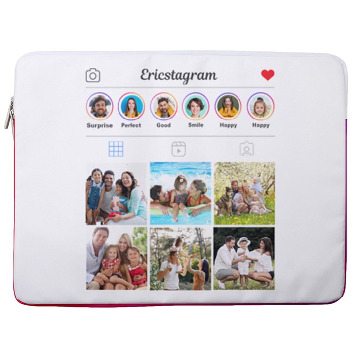 Personalized Instagram Name Laptop Sleeve Case with Pocket 17  Vertical Laptop Sleeve Case With Pocket