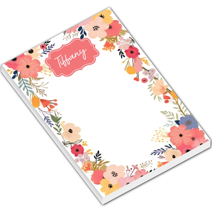 Personalized Floral Graphic Any Text Name Large Memo Pad Large Memo Pads