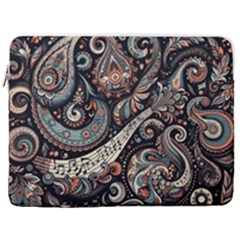 Paisley Print Musical Notes7 17  Vertical Laptop Sleeve Case With Pocket