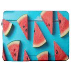 Watermelon Blue Background 17  Vertical Laptop Sleeve Case With Pocket
