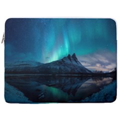 Aurora Borealis Mountain Reflection 17  Vertical Laptop Sleeve Case With Pocket
