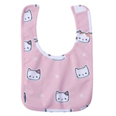 Cute Cat Cartoon Doodle Seamless Pink Pattern Baby Bib