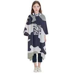 Camo Army Black White Kids  Hooded Rain Ponchos