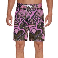 Pink Browning Deer Glitter Camo Men s Beach Shorts
